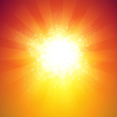 Işık - kopya alanı ile büyük zemin ışınları ile sıcak renklerde arka plan ile parlak patlama.