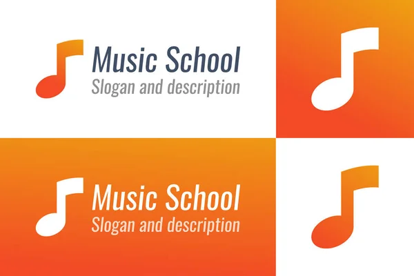 Logotipo para escola de música com nota musical —  Vetores de Stock