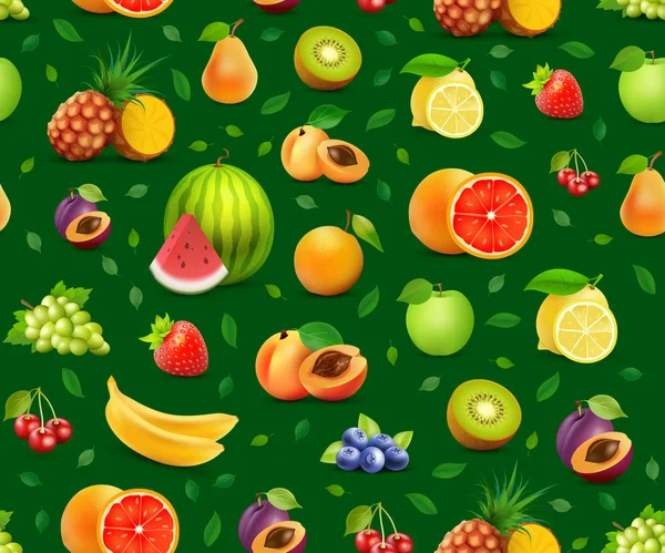 Frutas sobre fondo sin costura vectorial - Elemento de diseño para portada de diario o letrero — Vector de stock