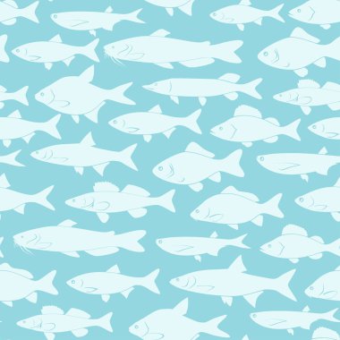 Vector silhouettes nehir balıklar - tekstil baskı ya da arka plan ile Seamless modeli