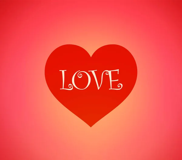 Kalp ve resim yazısı aşk - Sevgililer günü için kırmızı simge vektör arka plan. — Stok Vektör