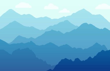 Scenic panorama with Mountains - Beautiful vector background clipart