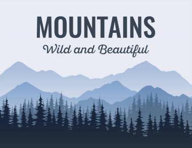 Poster with Mountains, scenic landscape with caption clipart