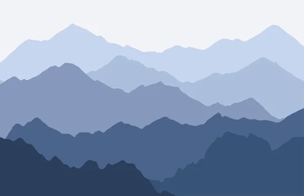 Panorama escénico con montañas brumosas. Vector naturaleza paisaje — Vector de stock