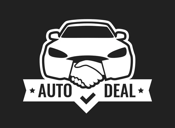 Auto Deal - Logo per concessionaria auto isolato su colore nero — Vettoriale Stock