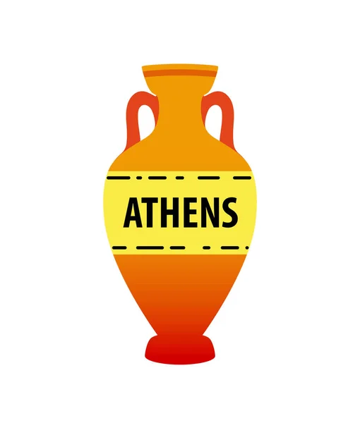 Vector greek amphora image isolated on white - Colorful ancient earthenware symbol. — Stock Vector