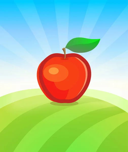 Sjabloon voor spandoek vector met Apple Fruit in de tuin — Stockvector