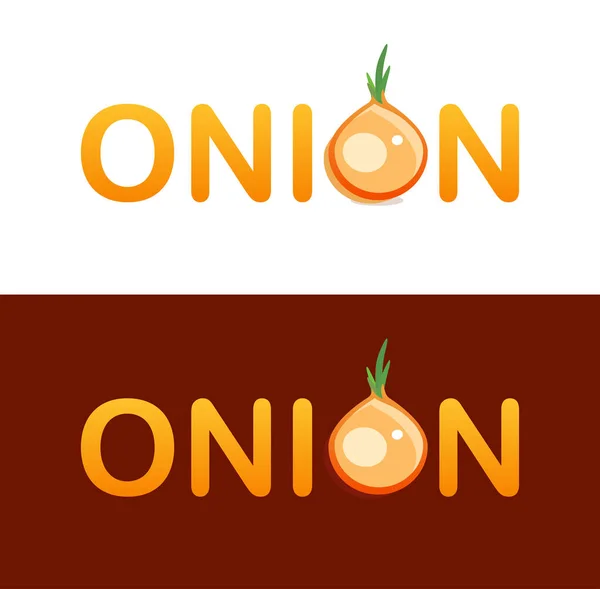 Vektor kreative Logo-Design für den Handel mit Zwiebeln Gemüse. Zeichen o im Schriftzug des Zwiebellogos enthalten. — Stockvektor