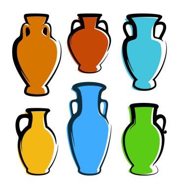 Renkli Amphoras simgeler - kopya alanı ile görüntüleri.
