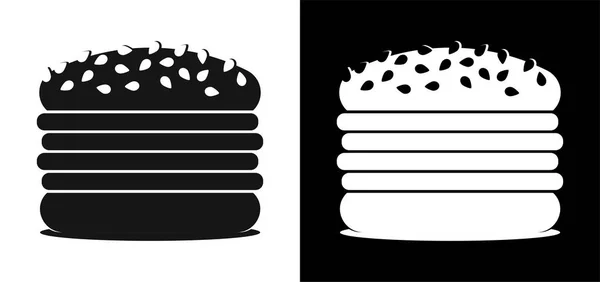Conjunto de iconos con hamburguesas sobre fondo blanco y negro . — Vector de stock