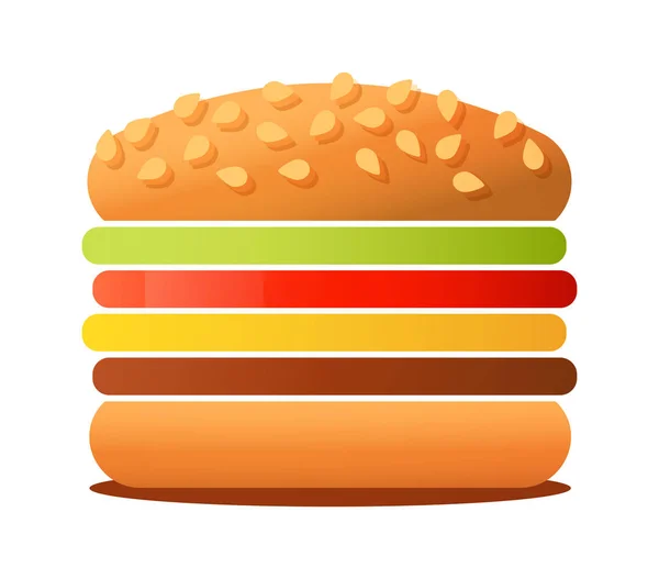 Ilustração vetorial de grande hambúrguer saboroso isolado no fundo branco — Vetor de Stock