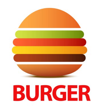 Burger logo veya Cafe, yaratıcı vektör düz illüstrasyon izole beyaz simgesini