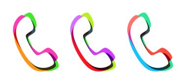 Vector set renkli stil simgeleri telefon beyaz arka planda izole.