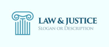 İyonik sipariş sütunu. Hukuk ve yasal iş amblemi.