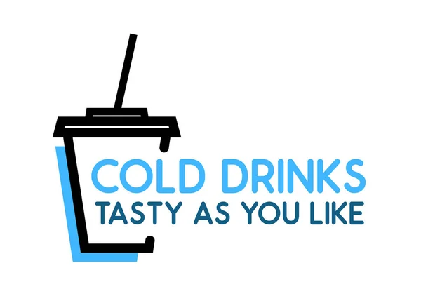 Kalte Getränke - Vektor-Logo mit Tasse mit Soda auf weißem Hintergrund. — Stockvektor