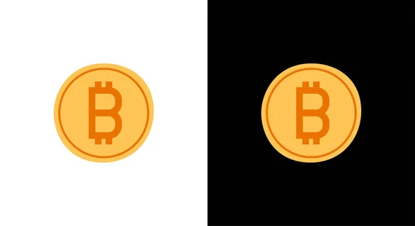 Golden Bitcoin izolált fehér és fekete — Stock Vector