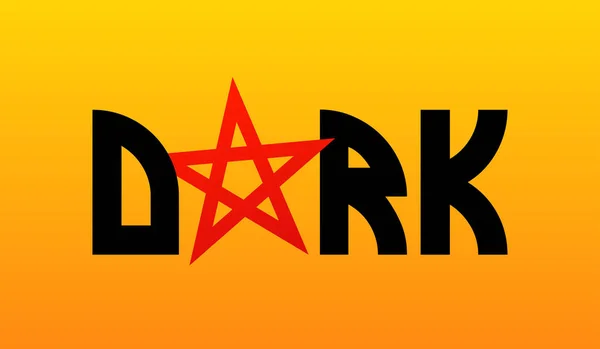Oscuro, símbolo vectorial de Frase con pentagrama rojo — Vector de stock