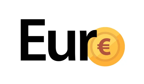 Logo vectorial con frase - Euro y moneda dorada con símbolo de la moneda europea — Vector de stock