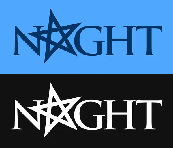 Noche, símbolo vectorial de Frase con pentagrama. Logo con humor gótico, nocturno y oscuro . — Vector de stock