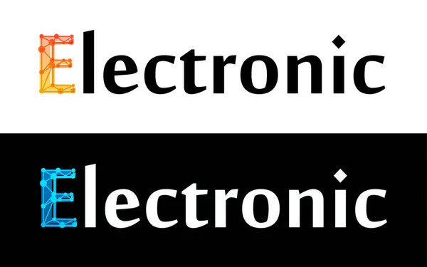 Électronique, vectoriel Titre isolé sur fond blanc et noir — Image vectorielle