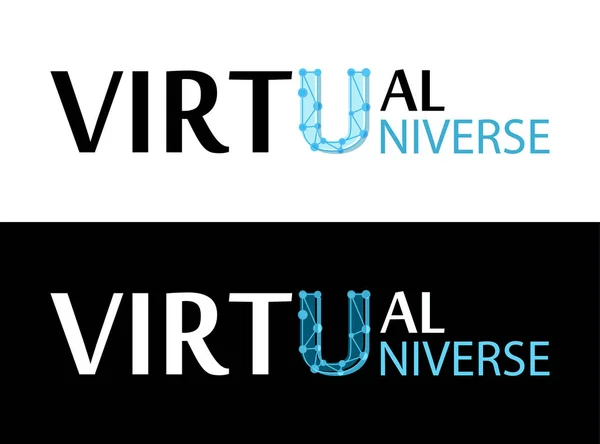 Virtuellt universum, vektor etikett med bildtext isolerad på vit bakgrund. — Stock vektor