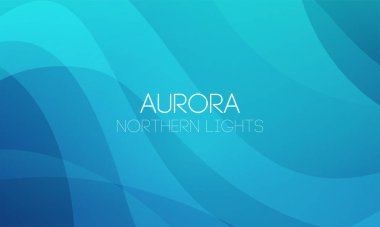 Kuzey Işıkları Vektör yatay soyut Arka planlar, mavi renkli Aurora Borealis.