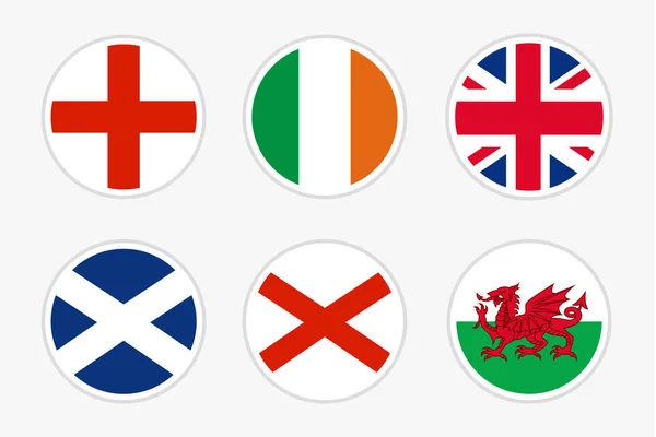 Drapeaux nationaux du Royaume-Uni, vecteur Set sur fond blanc — Image vectorielle