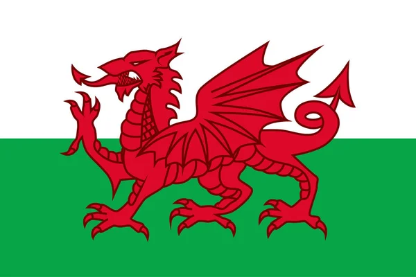 Nationale vlag van Wales, gedetailleerd ontwerp. Vector illustratie — Stockvector