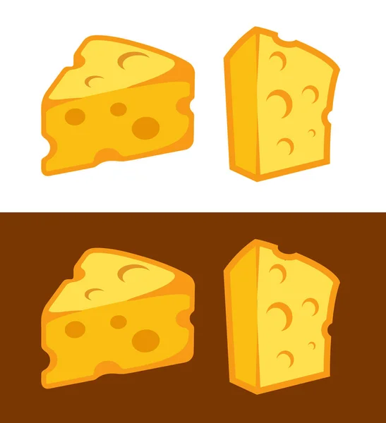 Ilustración del icono Vector Cheese sobre fondo blanco y marrón oscuro — Vector de stock