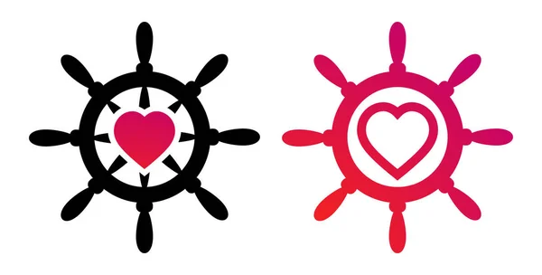 Kierownica z sercem-kreatywne ilustracje logo dla świętować Walentynki lub miesiąc miodowy. — Wektor stockowy