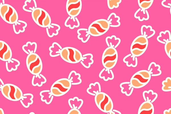 Nahtlose Textur Hintergrund mit Bonbons auf rosa Farbe — Stockvektor