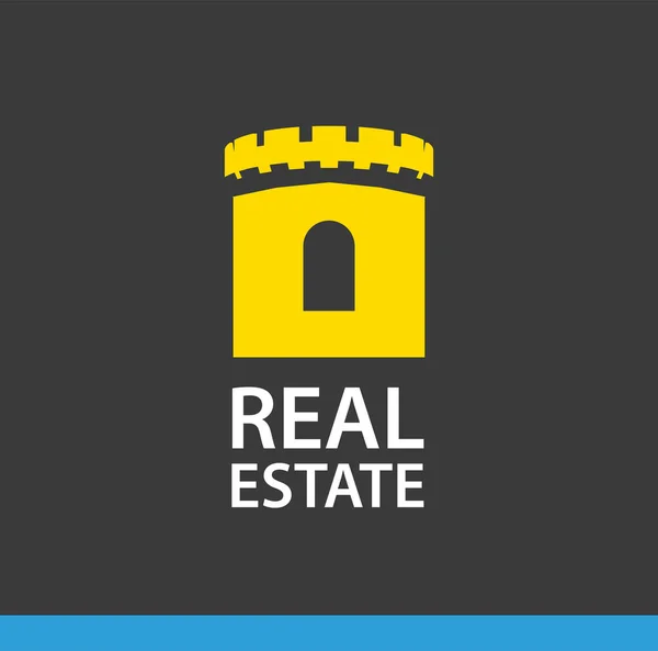 Logotipo inmobiliario, signo vectorial de la Torre del Castillo, que demuestra protección y fiabilidad . — Vector de stock