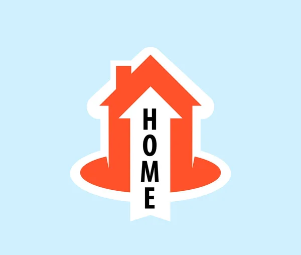 Logo with an orange cottage house - Vector illustration for real estate and realty companies. — Stock Vector