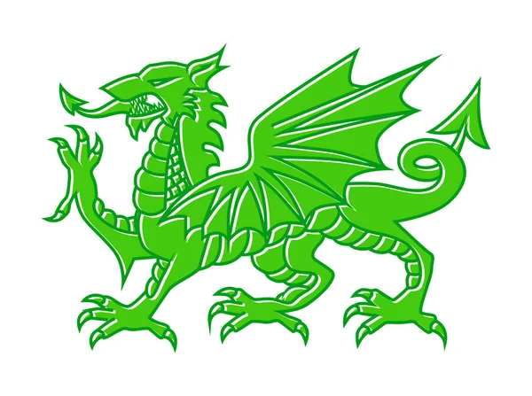 Dragon Vert sur fond blanc, Illustration vectorielle de Fantasy Monster . — Image vectorielle