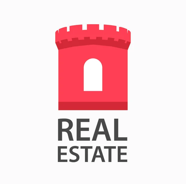 Diseño de logotipos vectoriales para una empresa dedicada al sector inmobiliario. Torre roja del castillo muestra fiabilidad y seguridad . — Vector de stock