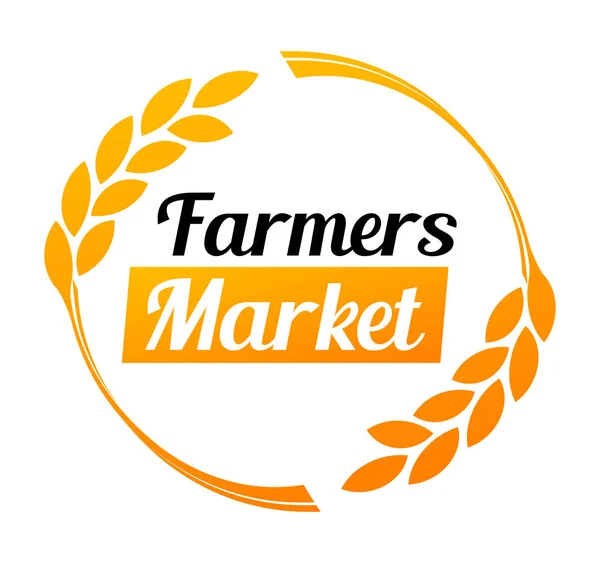 Stylish logo for the Farmers Market in golden color - Round vector illustration on white background. — Stock Vector