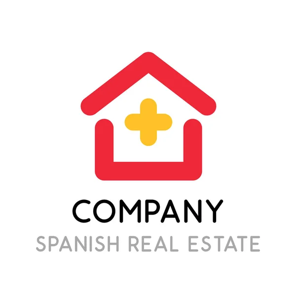Logotipo de la empresa inmobiliaria que vende y legaliza bienes inmuebles en España — Vector de stock