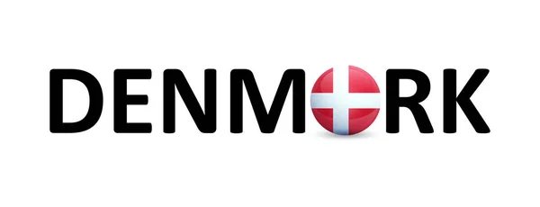 Danimarca - Segno vettoriale con una bandiera rotonda nel testo — Vettoriale Stock