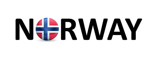 Norway - vector sign with a round flag in the text. — Stock Vector