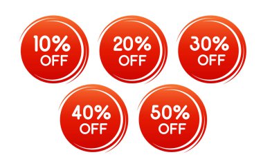 Farklı yüzdeler ile satış için vektör yuvarlak indirim etiketi.