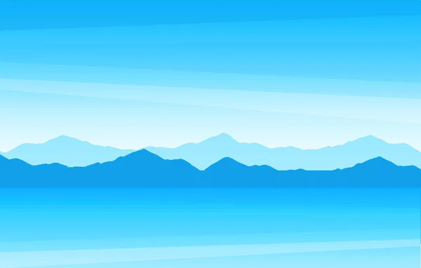 Ilustração vetorial com paisagem marinha de verão. Vista panorâmica do oceano com montanha no dia ensolarado para uma empresa de viagens . — Vetor de Stock