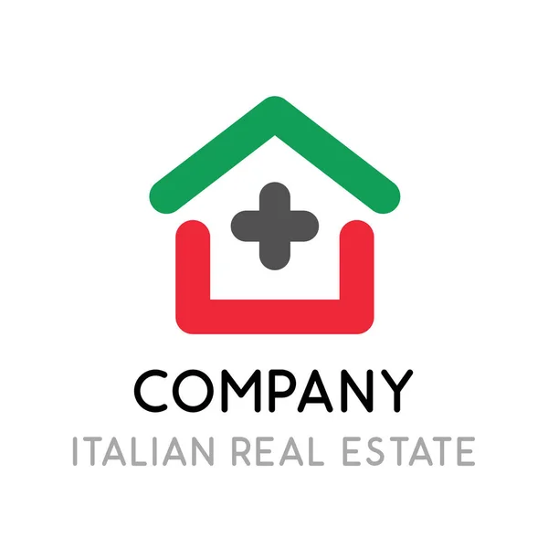Logotipo para la empresa inmobiliaria en Italia Ilustración emblema creativo con estilo de arte de la casa en línea — Vector de stock