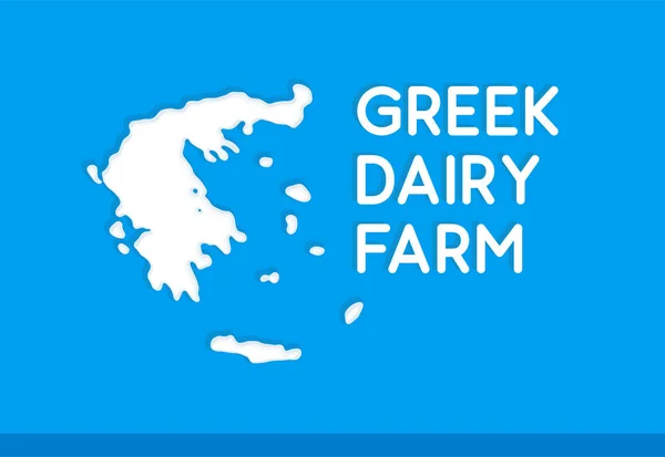 Greek Dairy Farm, Vector concept illustration with silhouette of Greece map painted by milk on national blue color. — Stock Vector