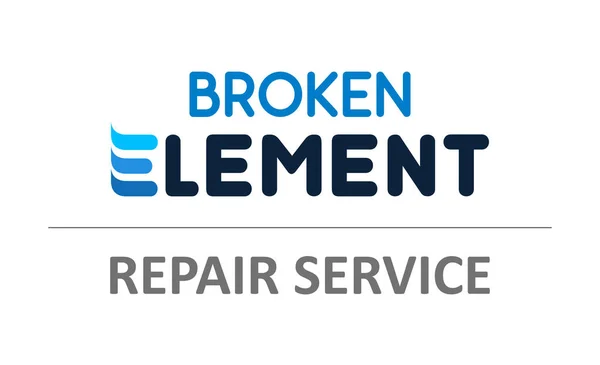 Elemento quebrado - Ilustração vetorial para telefones, serviços de reparo de laptops. Modelo de logotipo do suporte técnico . — Vetor de Stock
