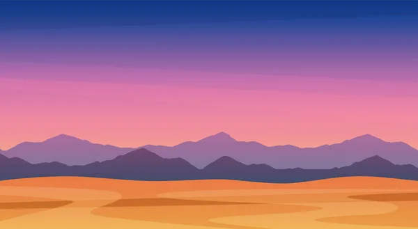 Splendida illustrazione paesaggistica delle montagne crepuscolari, arte vettoriale EPS gratuita - Panorama panoramico delle montagne al tramonto — Vettoriale Stock