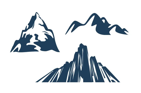Vektorové hory s siluetami černé barvy na bílém pozadí. — Stockový vektor