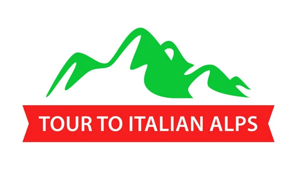 Tour a los Alpes italianos, diseño de insignias de viaje en color nacional de Italia - Ilustración vectorial — Vector de stock