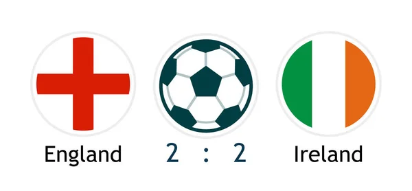 Angleterre contre Irlande - Bannière vectorielle avec score pour la compétition de football . — Image vectorielle