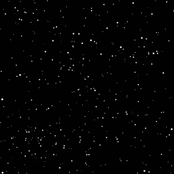 Schnee nahtlose Muster, weiße Sterne Punkte isoliert auf schwarzem Hintergrund. — Stockvektor