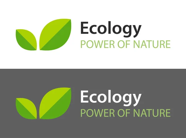 Ecology logo isoliert auf weißem und dunklem Hintergrund. grüne Blätter - Symbolbild für natürliches Bio-Produkt. — Stockvektor